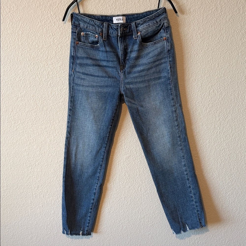 PISTOLA Monroe Mid Rise Cropped Cigarette in Mystique Blue - Picture 2 of 7